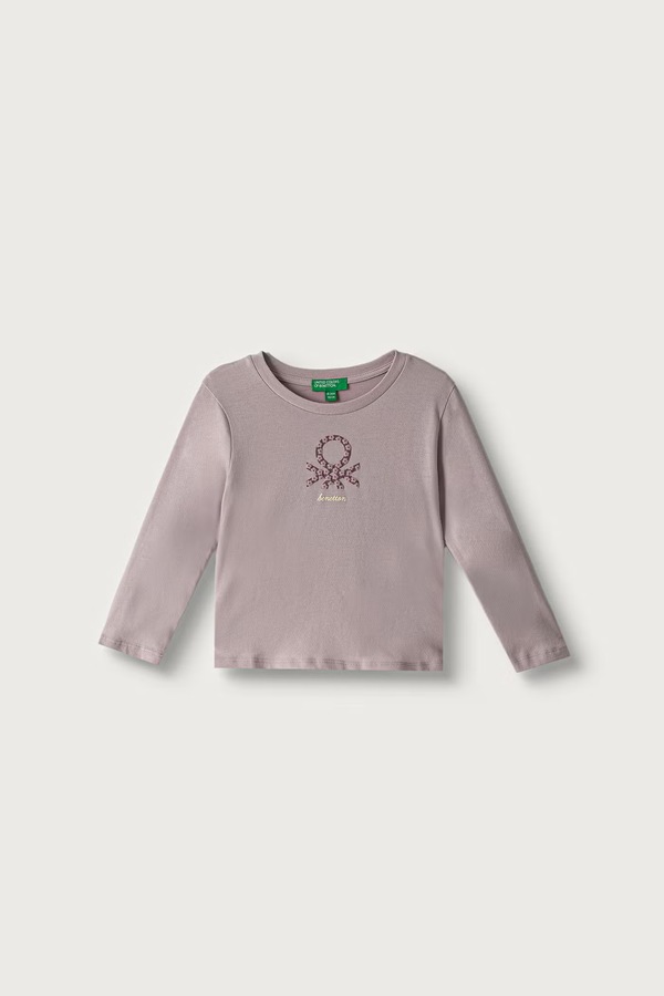 Лонгслів дитячий бавовняний United Colors of Benetton колір рожевий