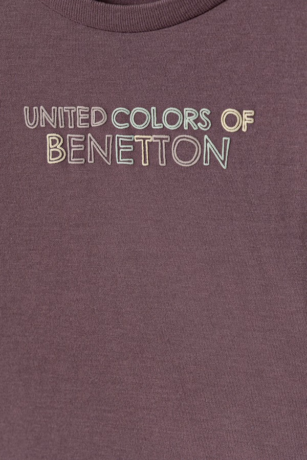 Лонгслів дитячий бавовняний United Colors of Benetton колір фіолетовий фото 2