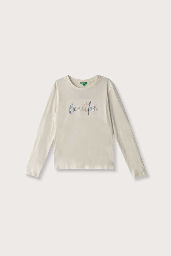 Лонгслів дитячий бавовняний United Colors of Benetton колір бежевий