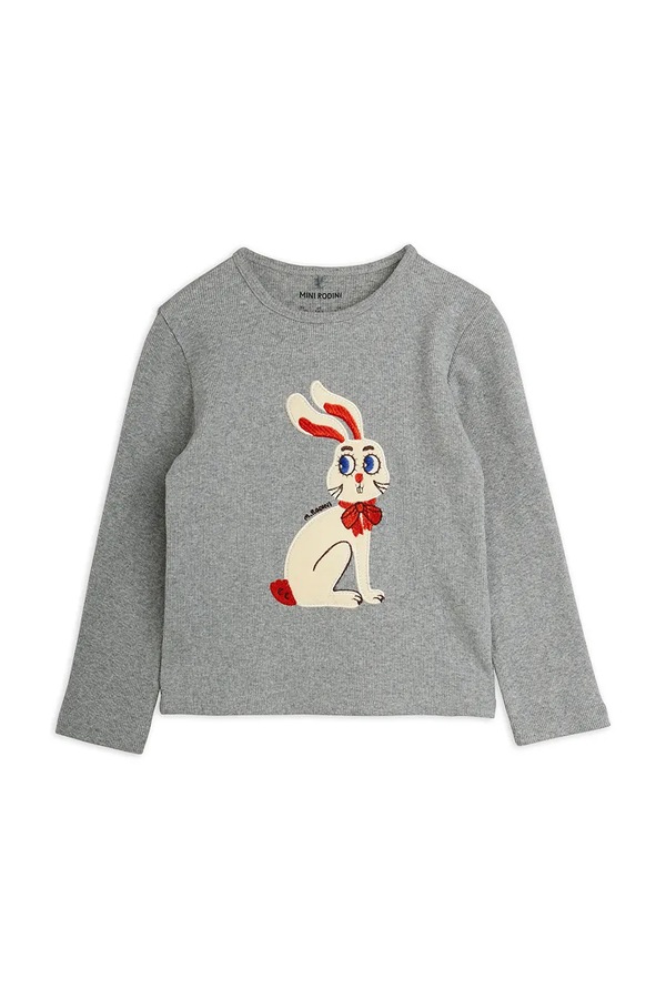 Футболка дитяча бавовняна Mini Rodini Rabbits колір сірий