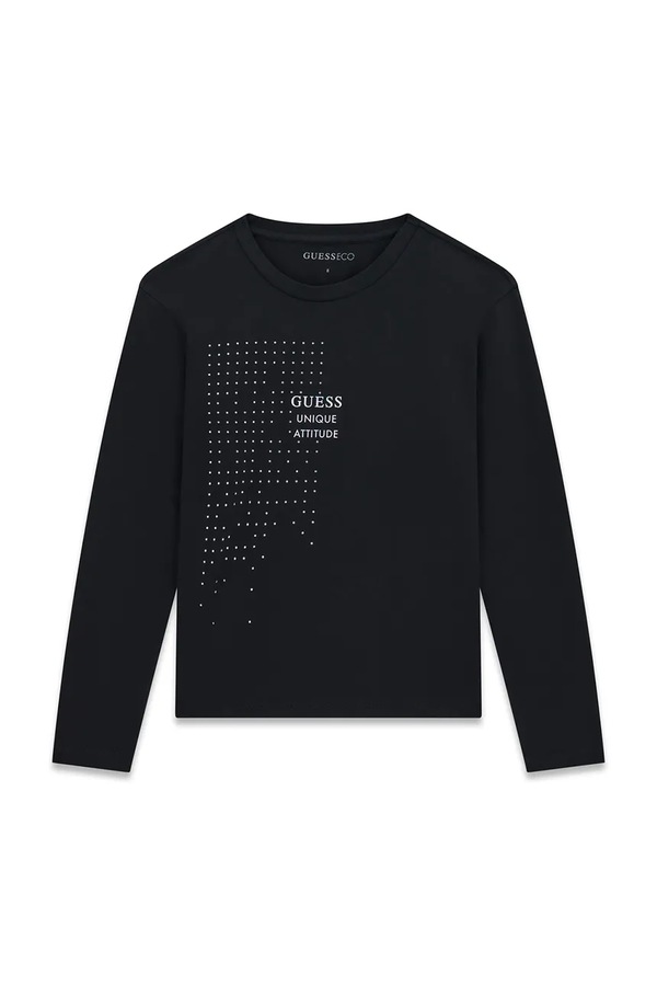 Лонгслів дитячий бавовняний з еластаном Guess колір чорний