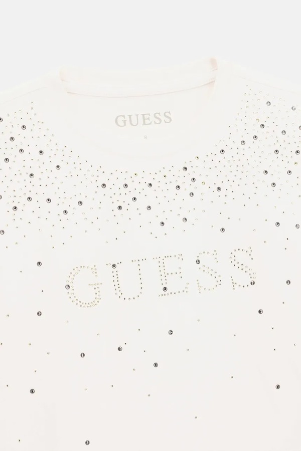 Лонгслів дитячий бавовняний з еластаном Guess колір білий фото 2