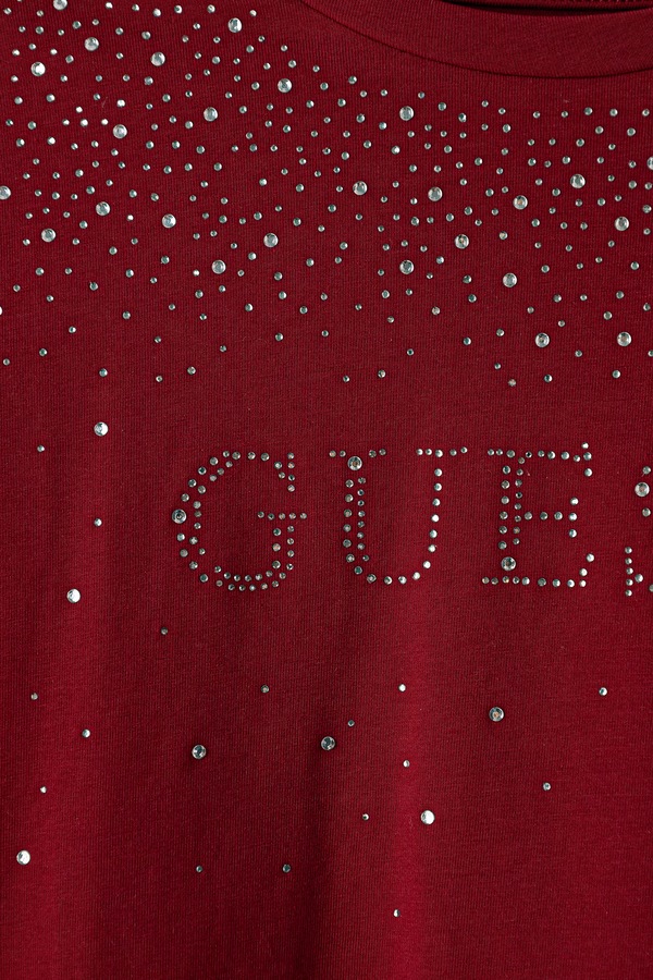 Лонгслив детский хлопковый с эластаном Guess цвет бордовый фото 2
