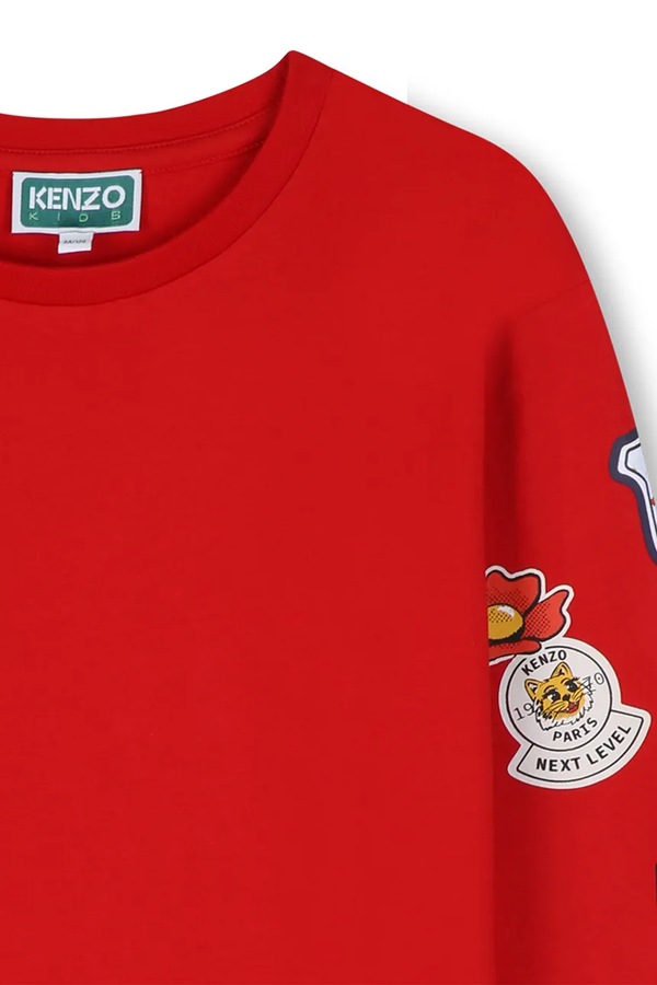 Лонгслив детский хлопковый Kenzo Kids цвет красный фото 2