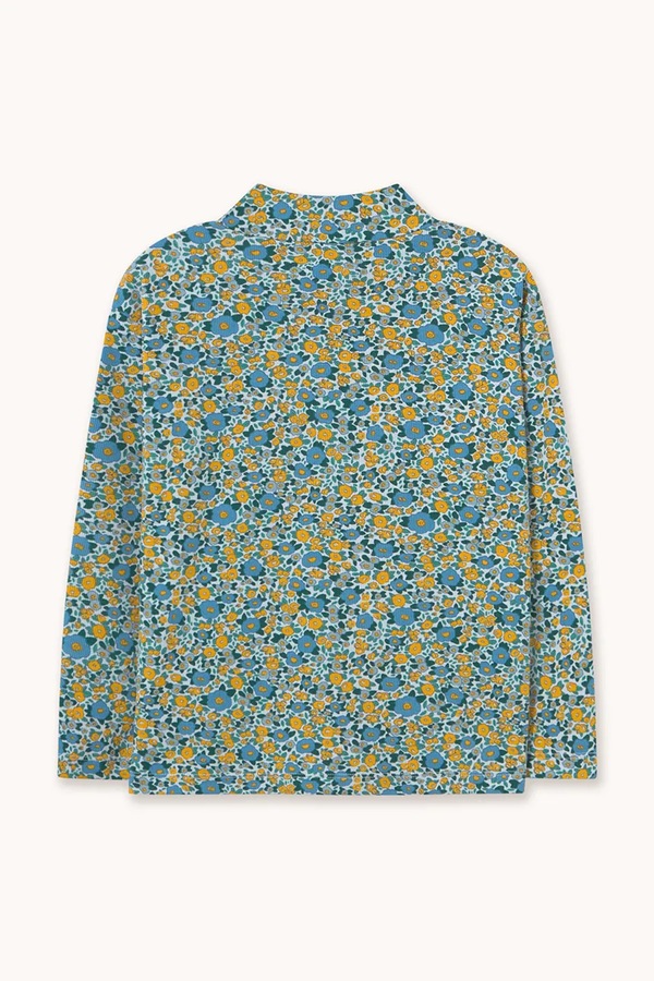 Лонгслів дитячий бавовняний з еластаном Tinycottons FLOWER PATTERN RIB MOCKNECK колір блакитний фото 2
