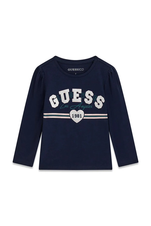 Лонгслів дитячий бавовняний з еластаном Guess колір темно-синій
