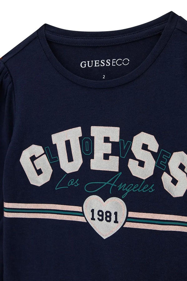 Лонгслив детский хлопковый с эластаном Guess цвет темно-синий фото 2