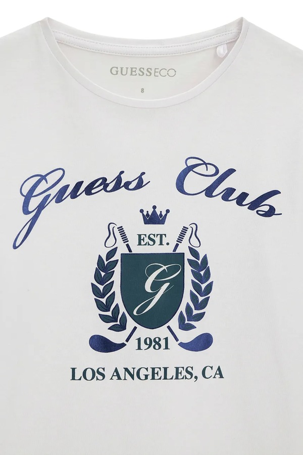 Лонгслів дитячий бавовняний з еластаном Guess колір білий фото 2