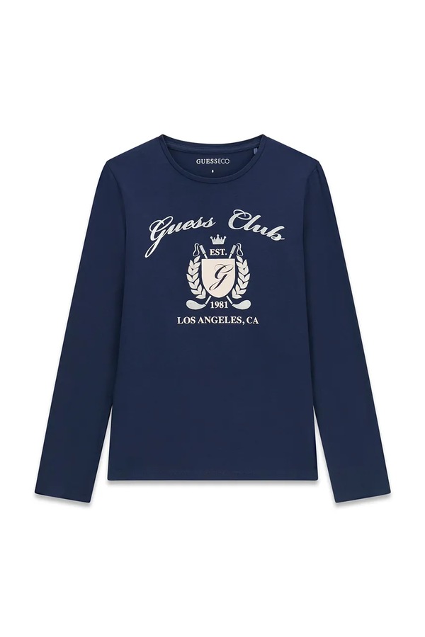 Лонгслів дитячий бавовняний з еластаном Guess колір темно-синій