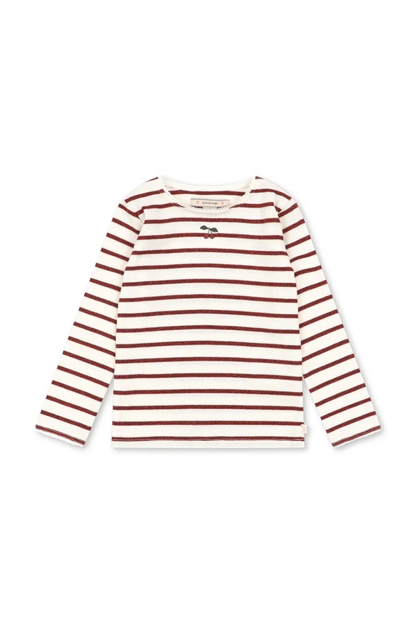Лонгслів дитячий з бавовною Konges Sløjd ROLI STRIPE BLOUSE OCS колір бежевий
