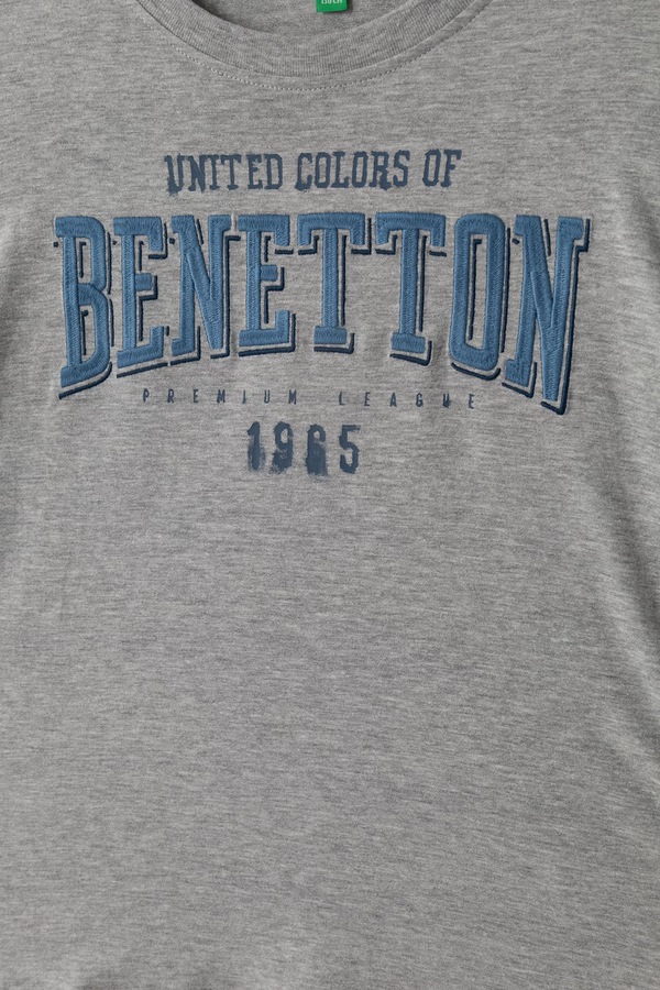 Лонгслив детский хлопковый United Colors of Benetton цвет серый фото 2