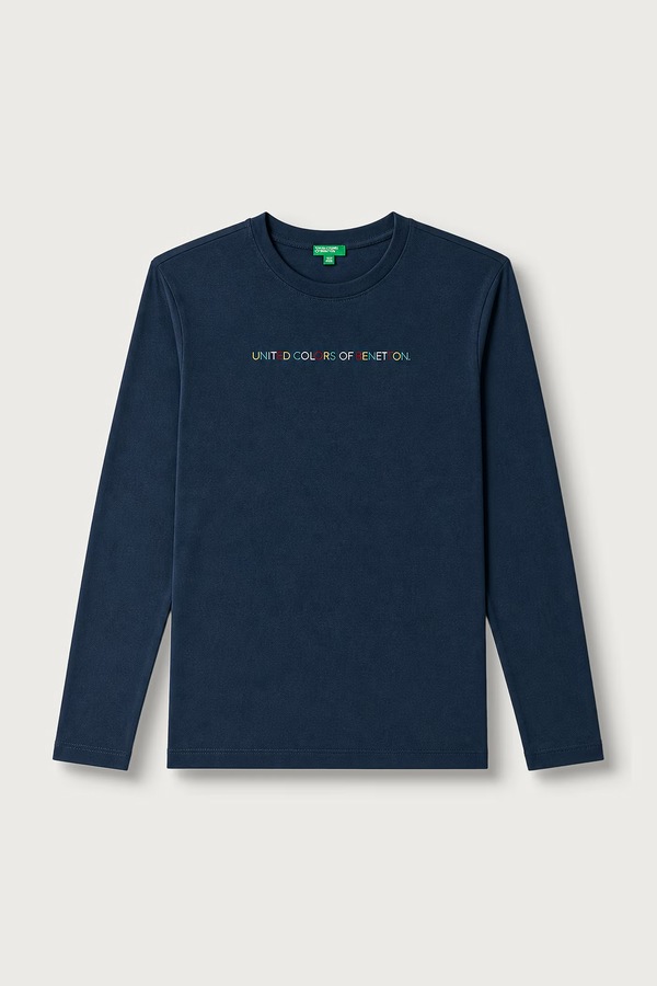 Лонгслив детский хлопковый United Colors of Benetton цвет темно-синий