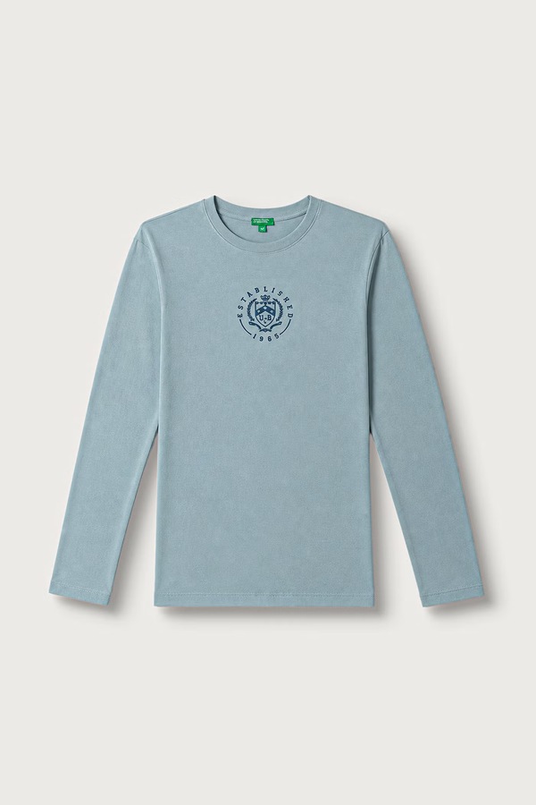 Лонгслив детский хлопковый United Colors of Benetton цвет бирюзовый