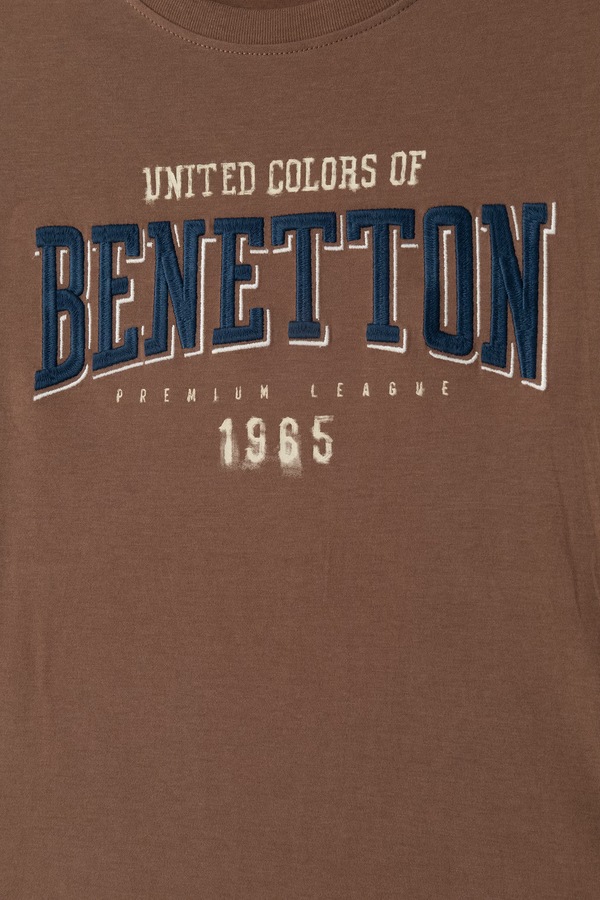 Лонгслив детский хлопковый United Colors of Benetton цвет коричневый фото 2