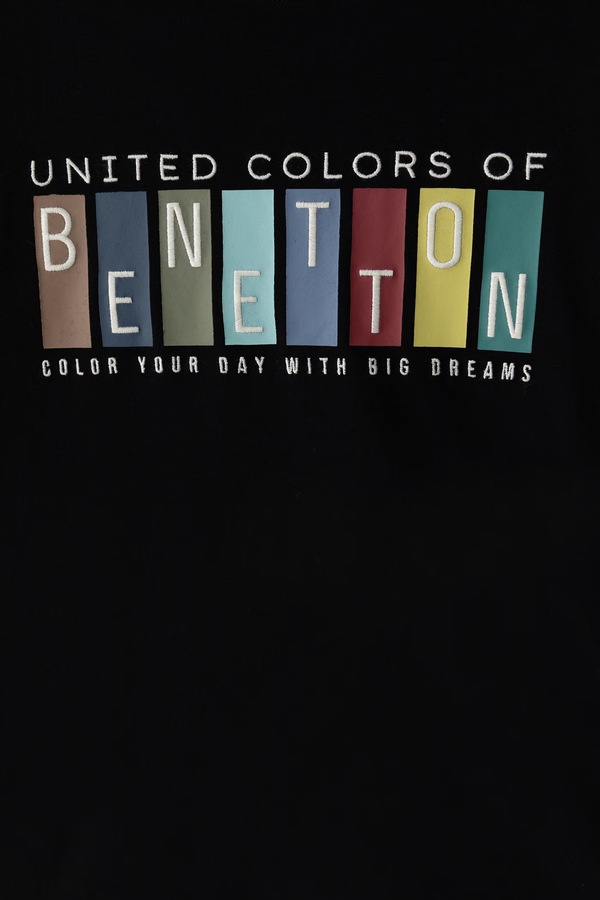 Лонгслив детский хлопковый United Colors of Benetton цвет черный фото 2