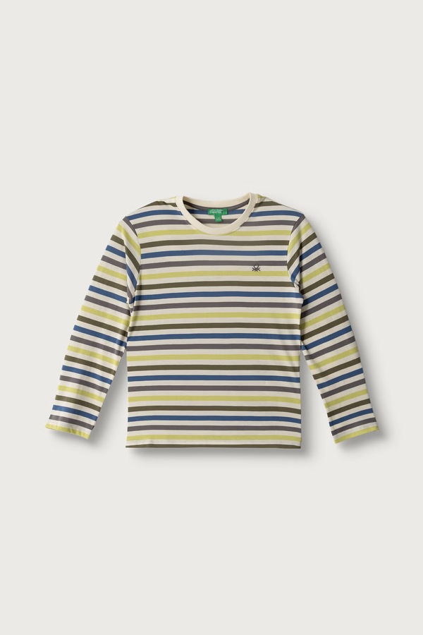 Лонгслів дитячий бавовняний United Colors of Benetton колір бежевий