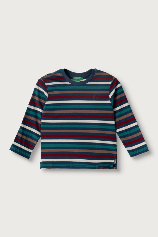 Лонгслів дитячий бавовняний United Colors of Benetton колір темно-синій