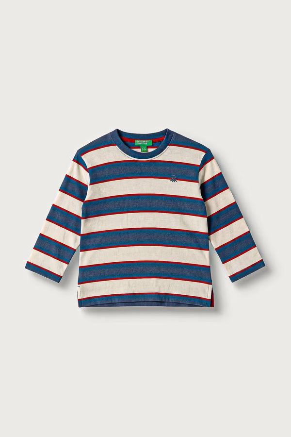Лонгслів дитячий бавовняний United Colors of Benetton колір темно-синій