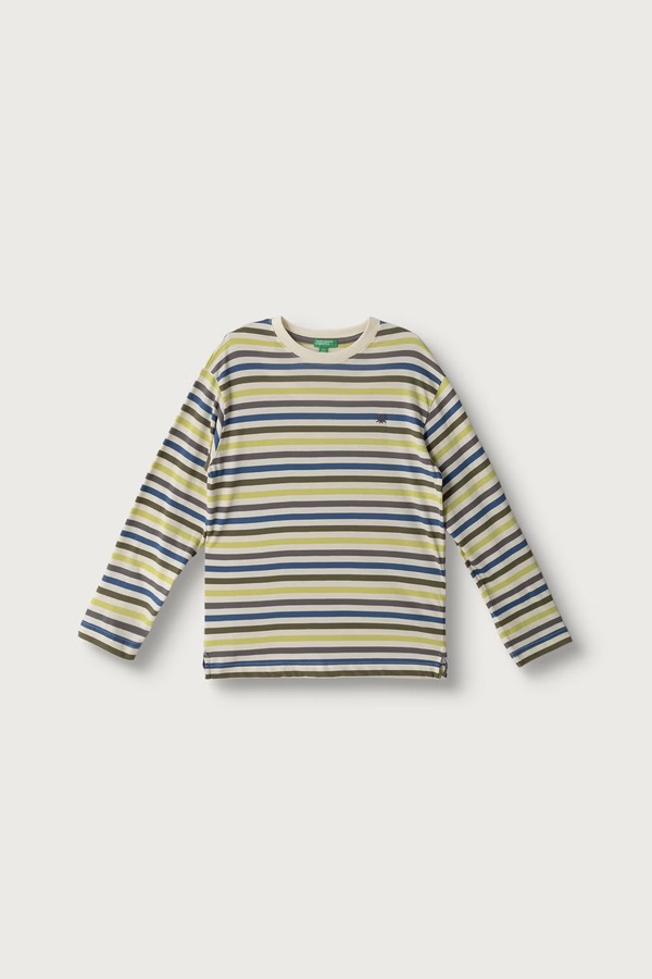 Лонгслив детский хлопковый United Colors of Benetton цвет бежевый