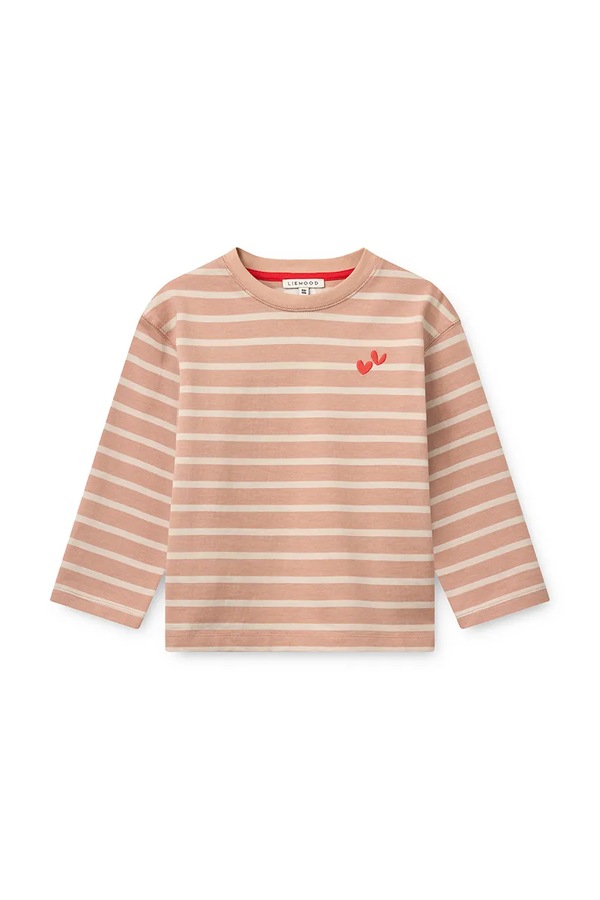 Лонгслив детский хлопковый Liewood Tyler Stripe LS T-shirt цвет розовый