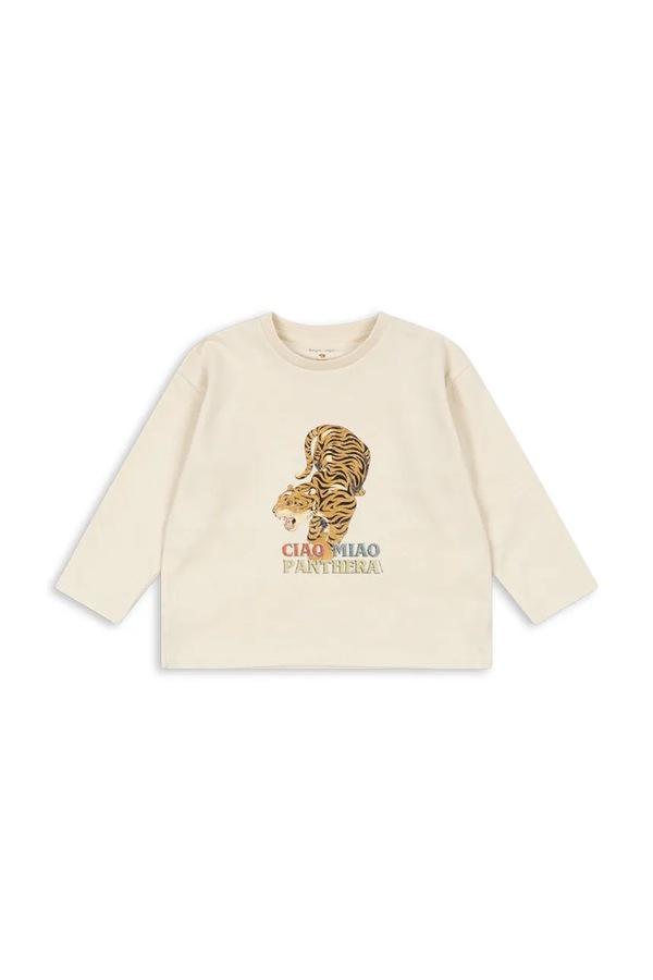 Лонгслів дитячий бавовняний Konges Sløjd FILI BOX FIT TEE GOTS колір бежевий