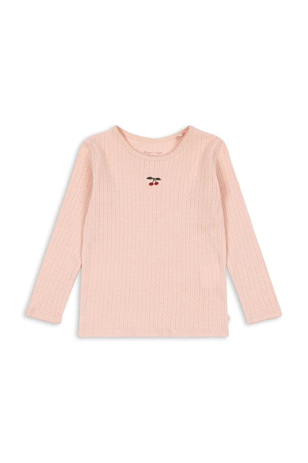 Лонгслів дитячий бавовняний Konges Sløjd MINNIE BLOUSE GOTS колір рожевий