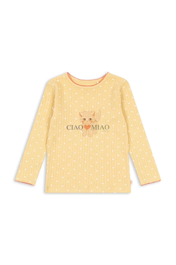 Лонгслів дитячий бавовняний Konges Sløjd MINNIE BLOUSE GOTS колір жовтий