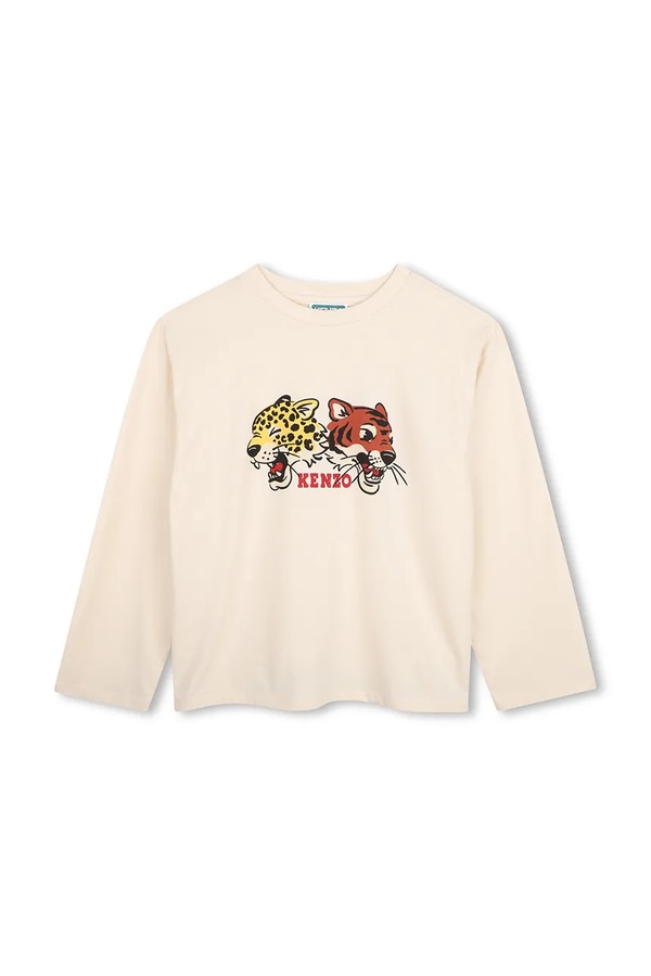 Лонгслів дитячий бавовняний Kenzo Kids колір бежевий