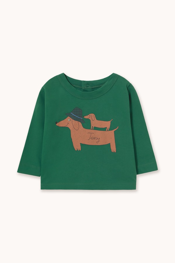 Лонгслів для немовлят бавовняний Tinycottons TWO DOGS GRAPHIC BABY TEE колір зелений