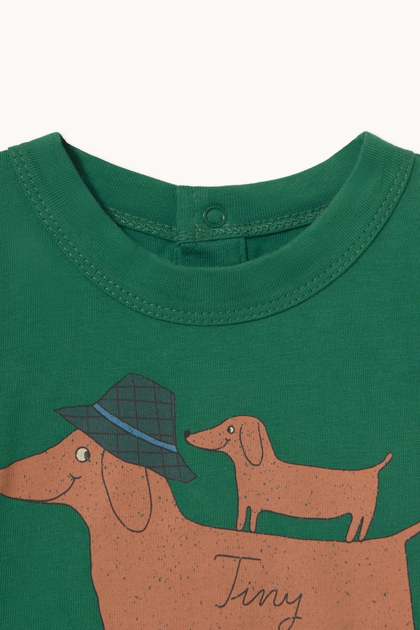 Лонгслів для немовлят бавовняний Tinycottons TWO DOGS GRAPHIC BABY TEE колір зелений фото 3