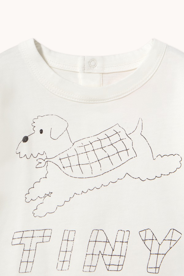 Лонгслів для немовлят бавовняний Tinycottons JUMP DOG GRAPHIC BABY TEE колір білий фото 3