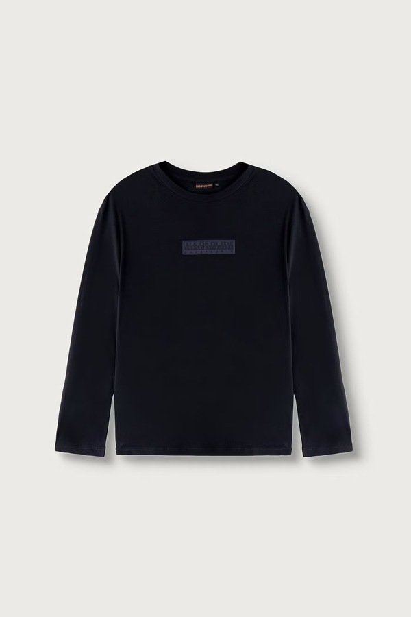 Лонгслив детский хлопковый Napapijri S-NEW BOX LOGO LS цвет темно-синий