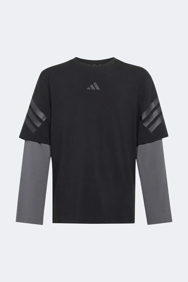 Лонгслів дитячий бавовняний з еластаном adidas колір чорний