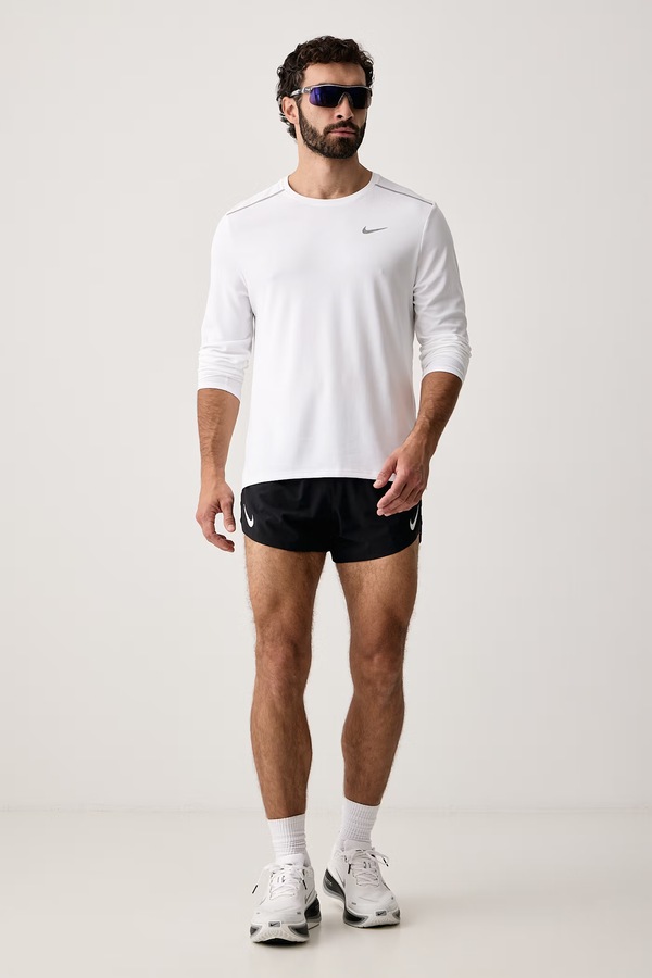 Лонгслів для бігу чоловічий Nike Miler Dri-FIT колір білий фото 2