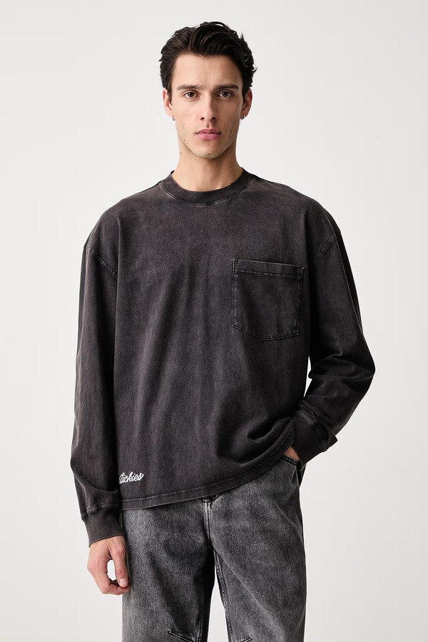 Лонгслів чоловічий бавовняний Dickies колір чорний