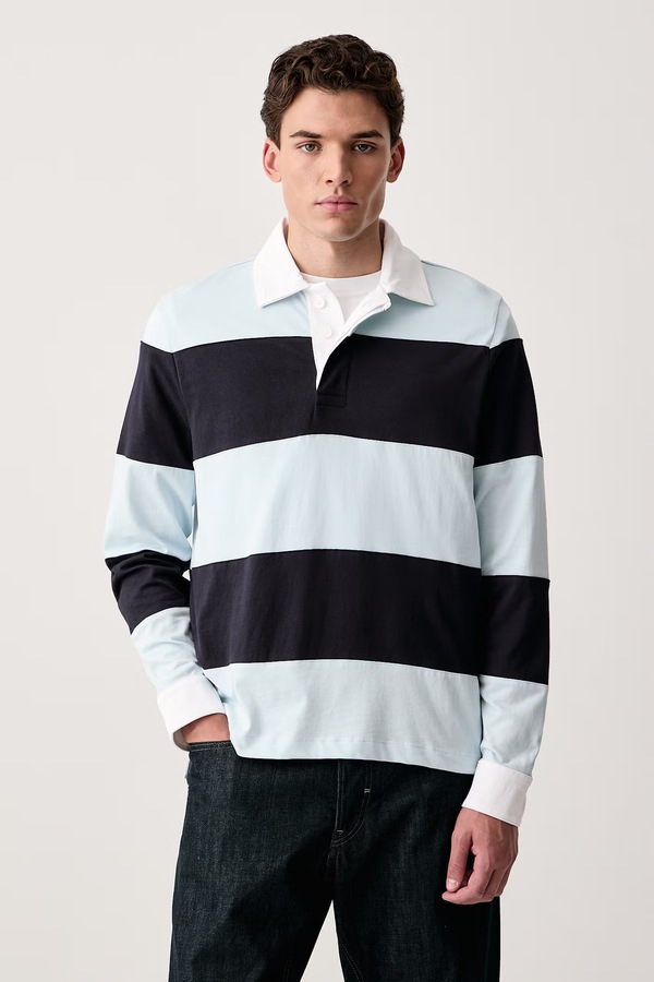 Лонгслів чоловічий бавовняний rag & bone колір блакитний