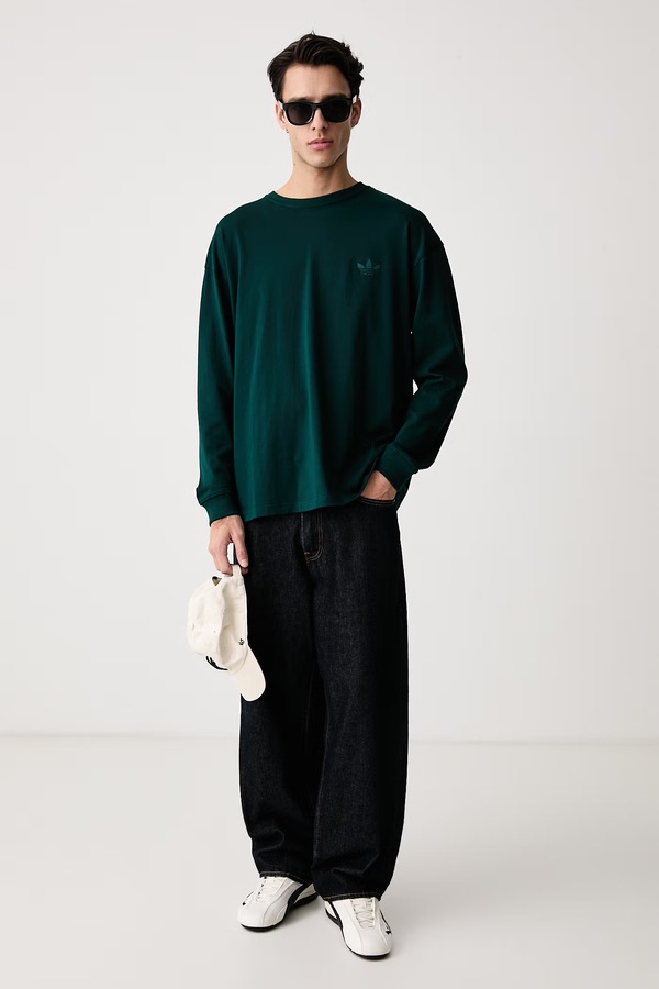 Лонгслів чоловічий бавовняний adidas Originals Tonal Loose колір зелений фото 2