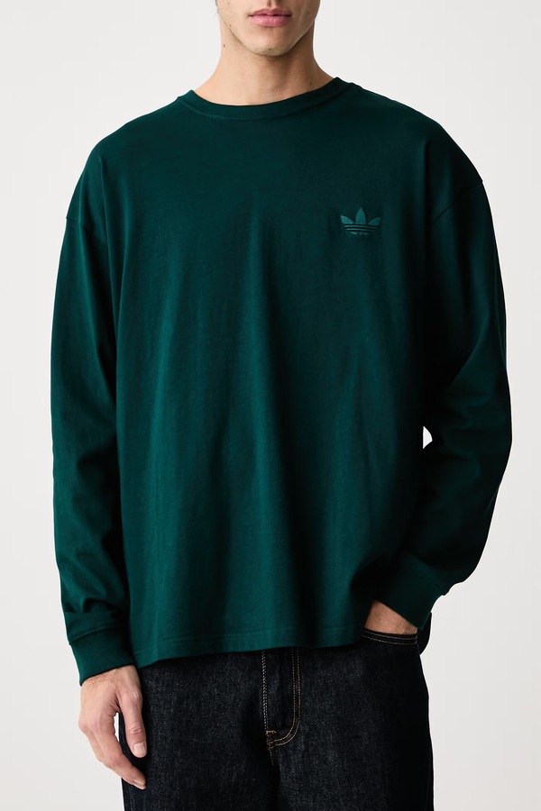 Лонгслів чоловічий бавовняний adidas Originals Tonal Loose колір зелений фото 3