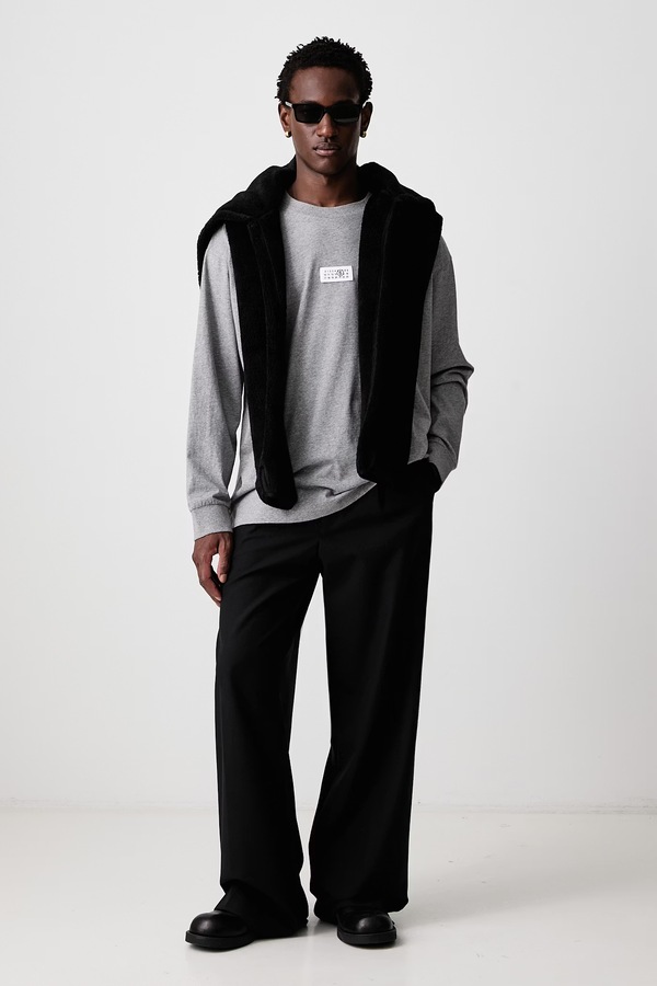 Лонгслів чоловічий бавовняний MM6 Maison Margiela колір сірий фото 2