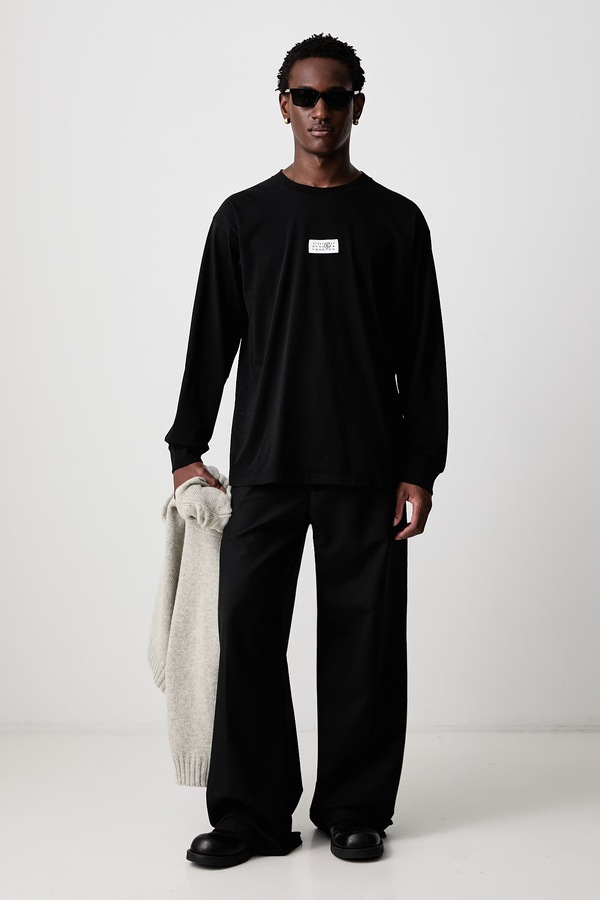 Лонгслів чоловічий бавовняний MM6 Maison Margiela колір чорний