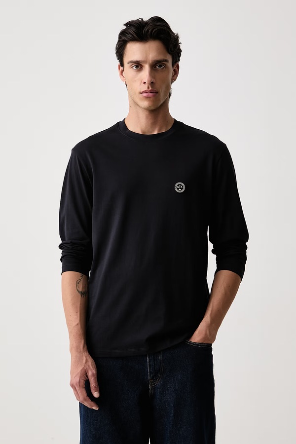Лонгслив мужской хлопковый Armani Exchange цвет темно-синий фото 2