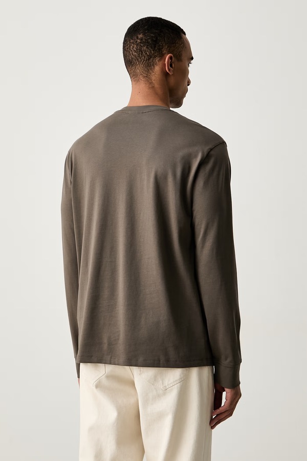 Лонгслів чоловічий бавовняний Armani Exchange колір бежевий фото 2