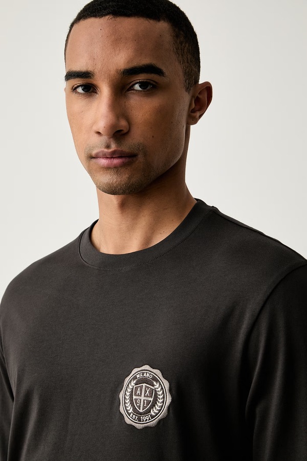 Лонгслів чоловічий бавовняний Armani Exchange колір сірий фото 4