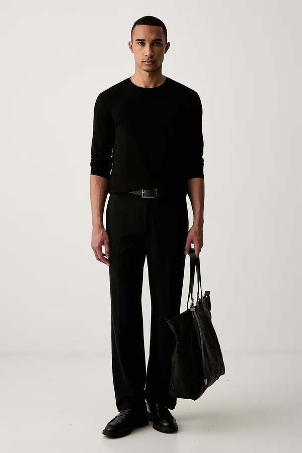 Лонгслів чоловічий бавовняний з еластаном Trussardi колір чорний