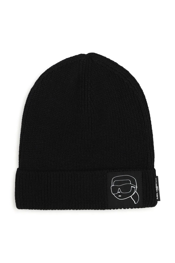 Шапка beanie дитяча бавовняна Karl Lagerfeld колір чорний