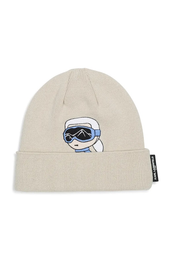 Шапка beanie дитяча бавовняна Karl Lagerfeld колір бежевий