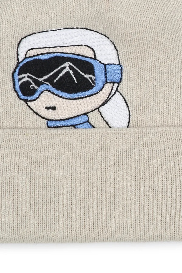 Шапка beanie дитяча бавовняна Karl Lagerfeld колір бежевий фото 3