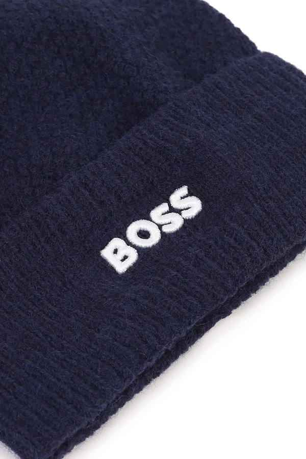 Шапка з помпоном дитяча BOSS колір темно-синій фото 3
