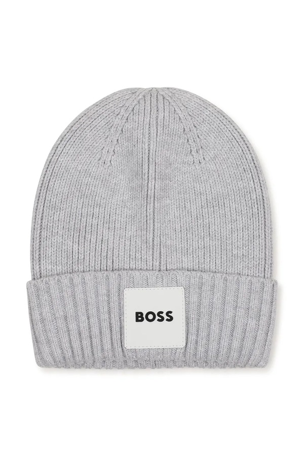 Шапка beanie дитяча BOSS колір сірий