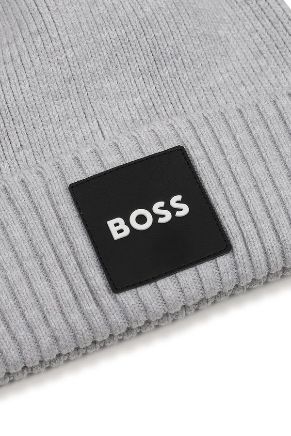 Шапка beanie дитяча BOSS колір сірий фото 2